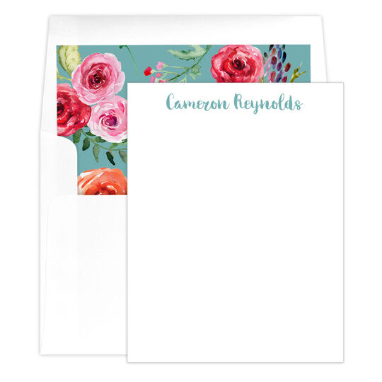 Blue Floral Bunch Flat Note Cards